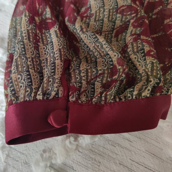 Max and Cleo Burgundy Flowered Dress - Size 4 - Picture 7 of 9